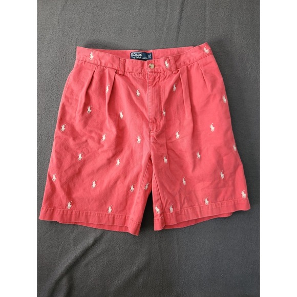 Polo Ralph Lauren Other - Polo‎ Ralph Lauren Tyler Shorts Men Sz 32 All Over Pony Logo Embroidered Pleated